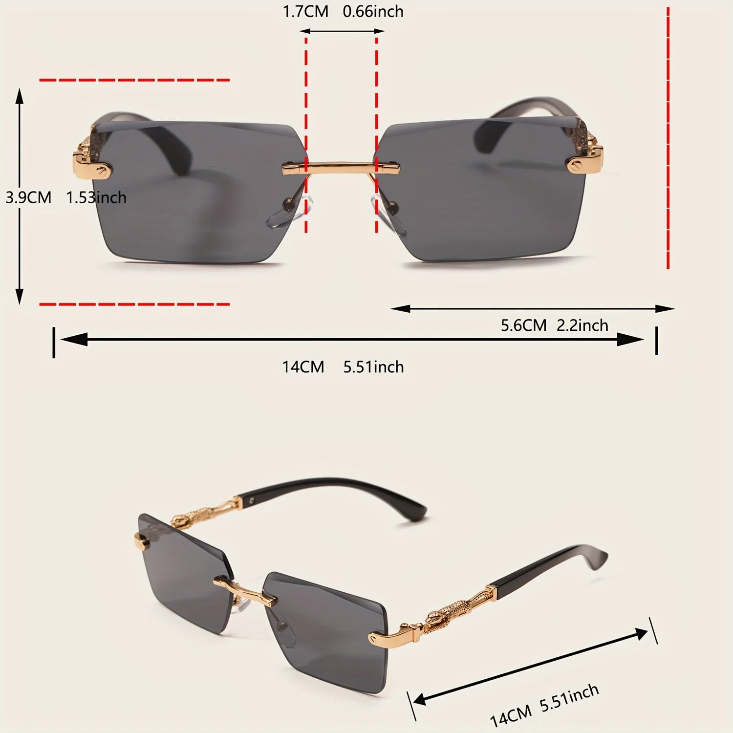 1pc Rimless Sunglasses Rectangle Women Men Shades Small Square Sun Glasses For Female Male Beach Vacation Travel Eyewear