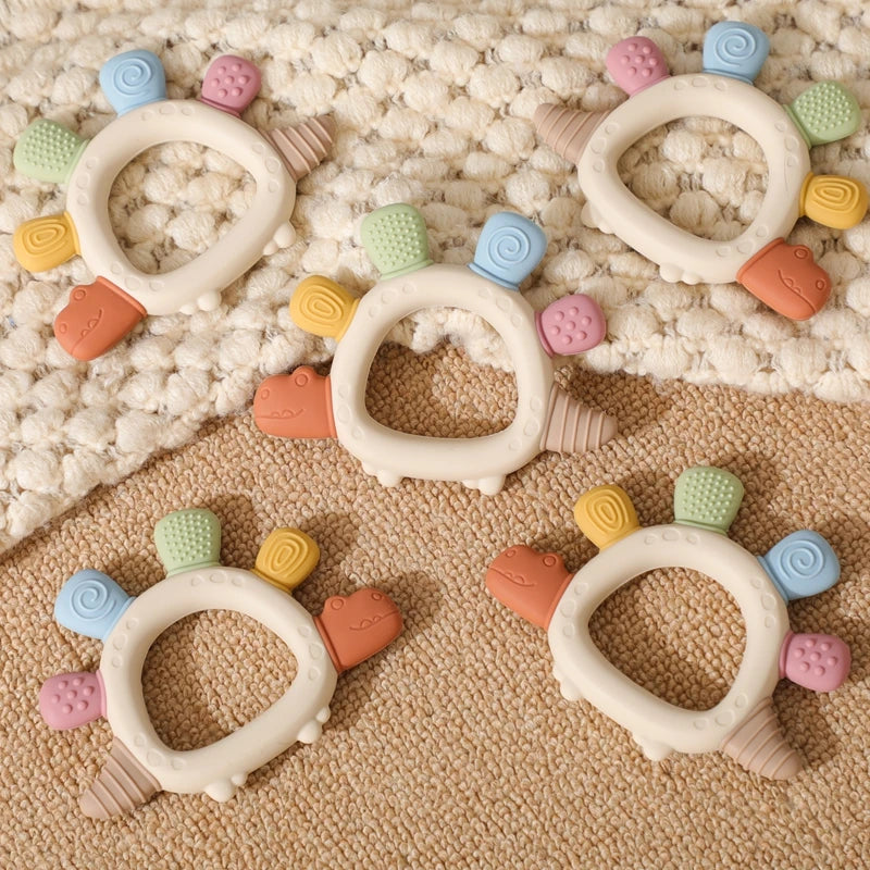 BPA-Free Baby Dinosaur Silicone Teether Sensory Toy Easy to Grip Infant Care Food Grade Baby Toy Newborn Gift Babies Accessory