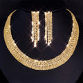 Women'S Rhinestone Jewelry Set Wedding Accessories Elegant Necklace Earrings Bridal Jewelry Set Birthday Gifts