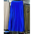 Women's High Waist Pleated Midi Skirt - Casual Black A-Line