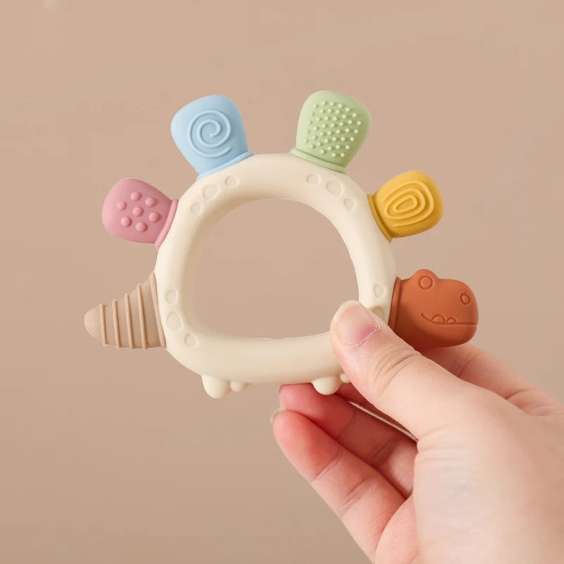 BPA-Free Baby Dinosaur Silicone Teether Sensory Toy Easy to Grip Infant Care Food Grade Baby Toy Newborn Gift Babies Accessory