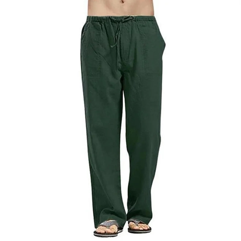 Spring Linen Wide Men Pants Korean Trousers Oversize Cotton Streetwear Male New Yoga Pants Casual Men Clothing Sweatpants