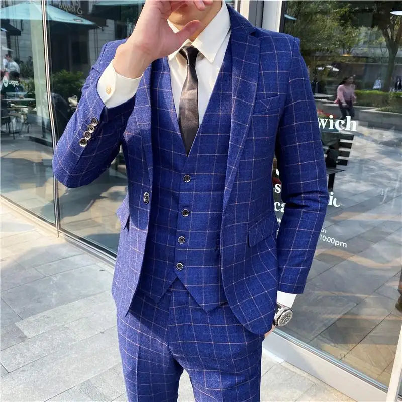 Men's Slim Fit Three Piece Suit Set by Banquet Blaze All In One Formal Wedding Banquet Wear for Stylish Men