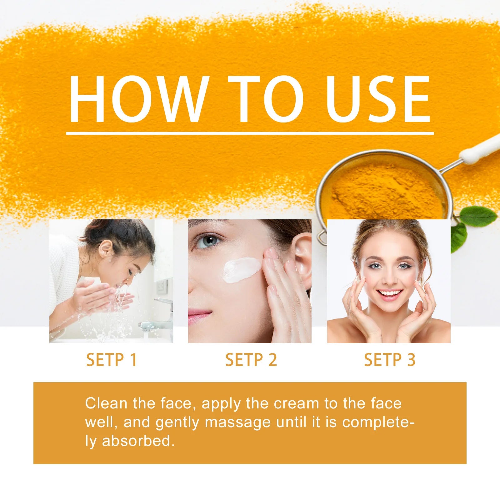Turmeric Cleanser Oil Control Dark Spot Removal Anti Acne Deep Cleansing Shrink Pore Brightening Moisturizing Vitamin C Cream