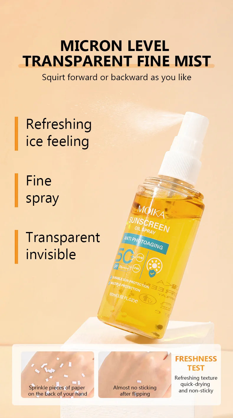 Facial Body Sunscreen Oil Spray Whitening Sun Cream Sunblock Skin Protective Cream Anti-Aging Oil-control Moisturizing SPF50+
