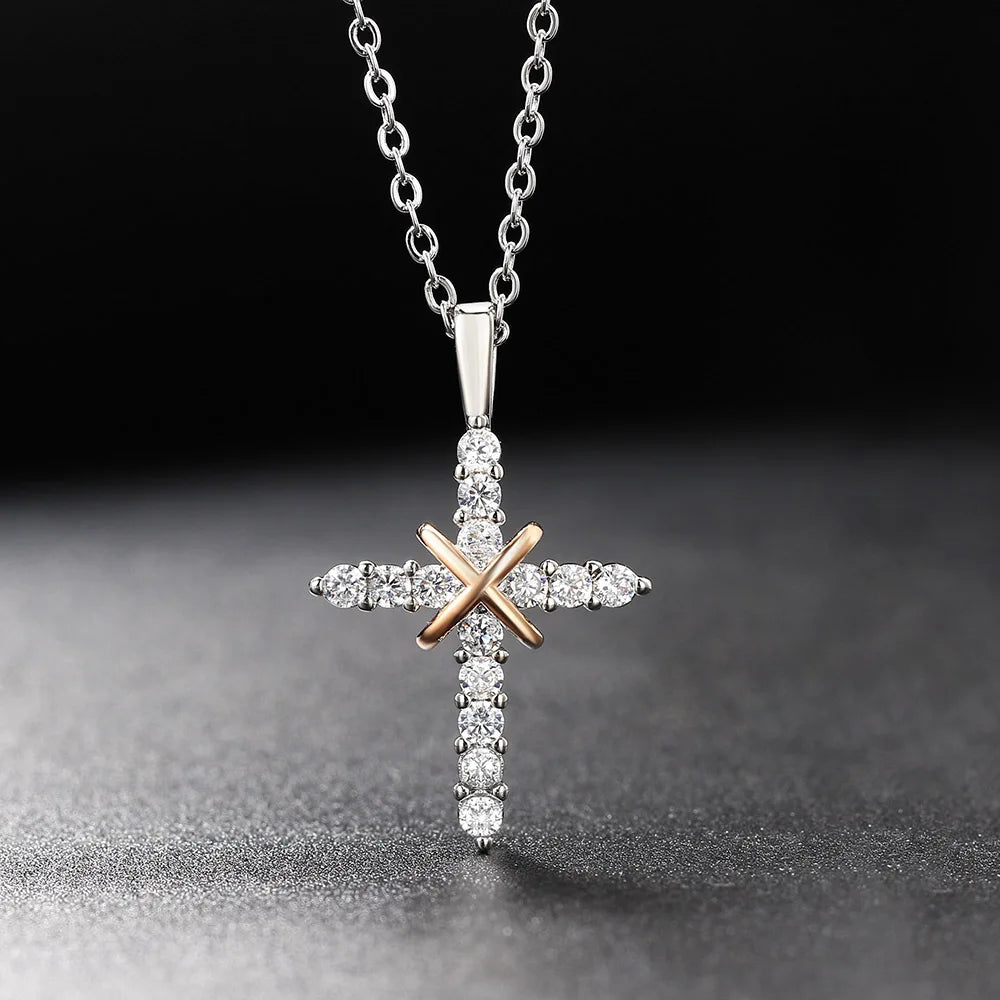 Cross Pendant Necklace For Women'S Iced Out Crystal Silver Plated Chain Collar Choker Necklace Christmas Jewelry Fashion N456