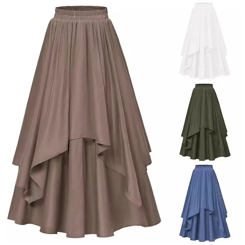 Cosplay Medieval Skirt Vintage Dress Up Hem Carnival Skirt Clothing Halloween Costume Maxi Skirt For Women Big swing Skirt 3162