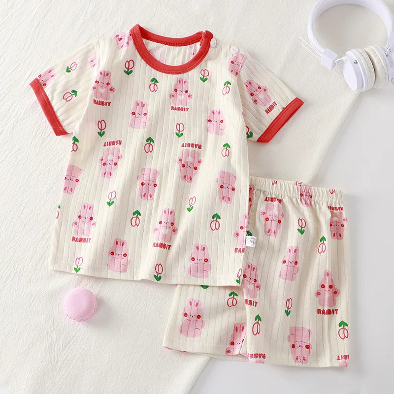 Children's 2-Piece Summer T-Shirt and Shorts Set - Animal Print