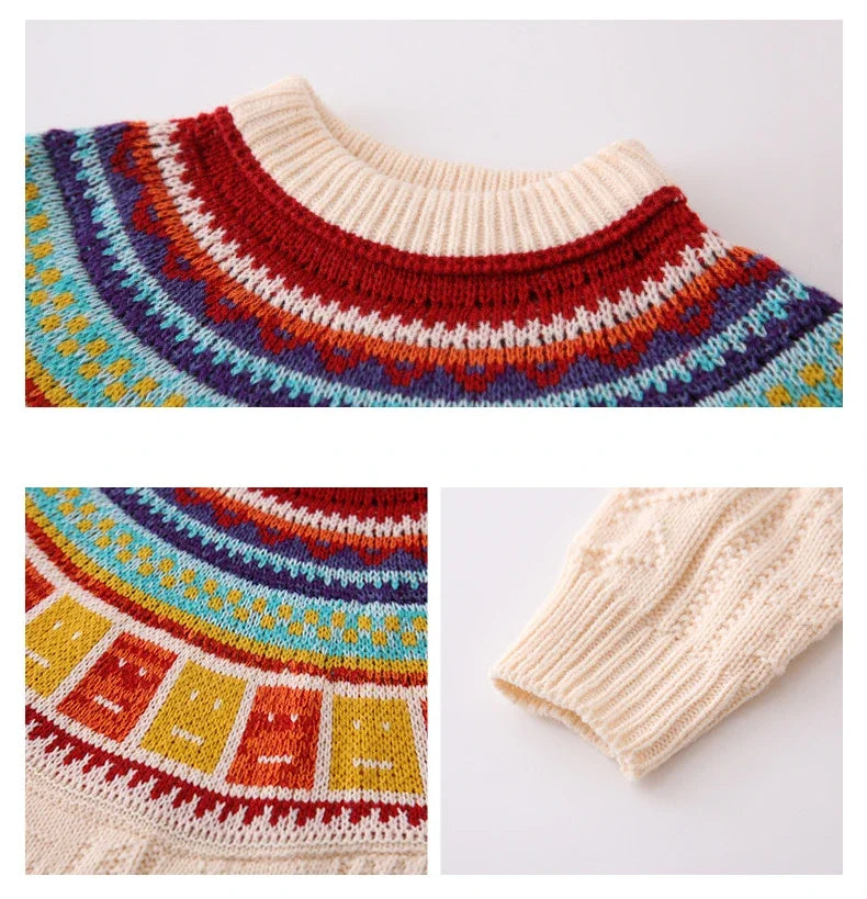 Women Sweater Print Family Daughter Matching Equal Mother Same Knit Top Pullover Baby Knitwear Clothes Knitted Jumper Holiday