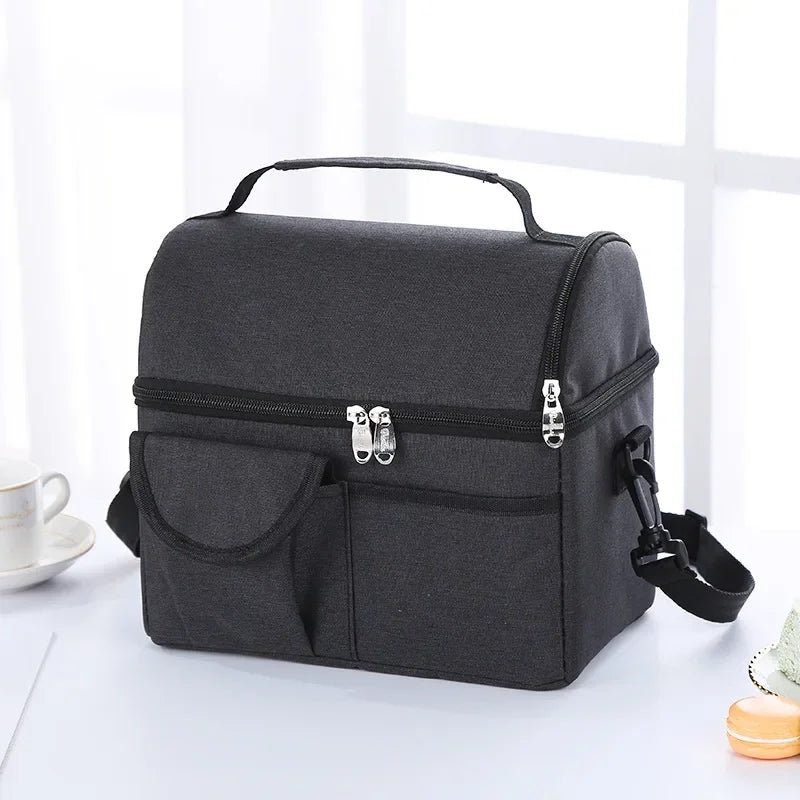 Bolsa de almuerzo reutilizable térmica aislada para mujeres y hombres, multifuncional, 8L, nevera y calentador, fiambrera a prueba de fugas e impermeable