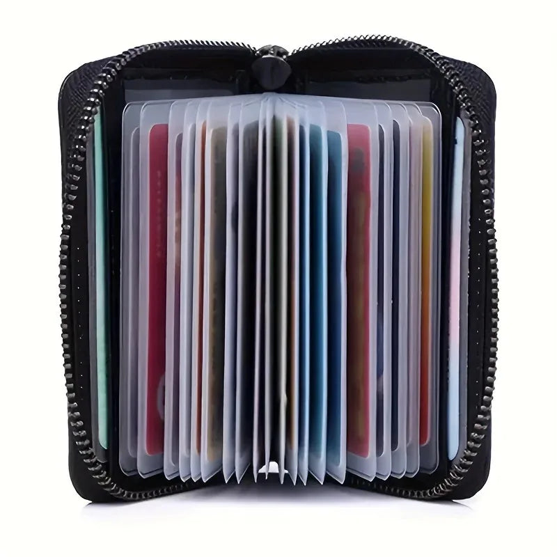 Unisex Minimalist RFID Blocking Card Holder Wallet With Zipper Coin Pocket Slim Credit Card Case For Men Women Small Purse