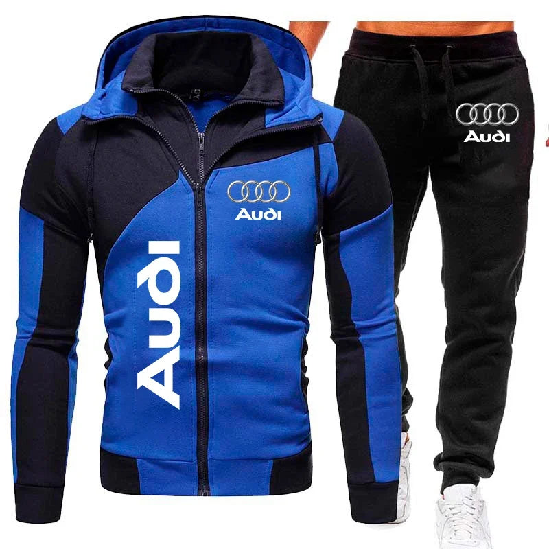 Audi Men's 2-Piece Fleece Tracksuit - Hooded Sweatshirt and Pants