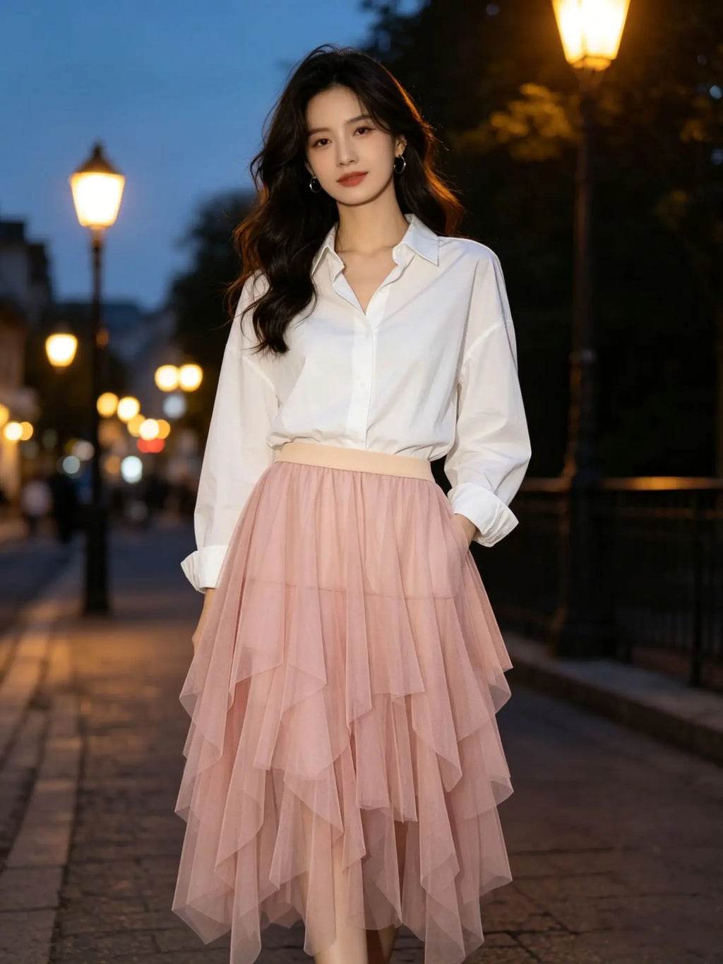 High Waist Multi-Layer Tulle Skirt Irregular Design Versatile Mid-Length Puffy Tutu Skirt for Youth Teen Girls Women