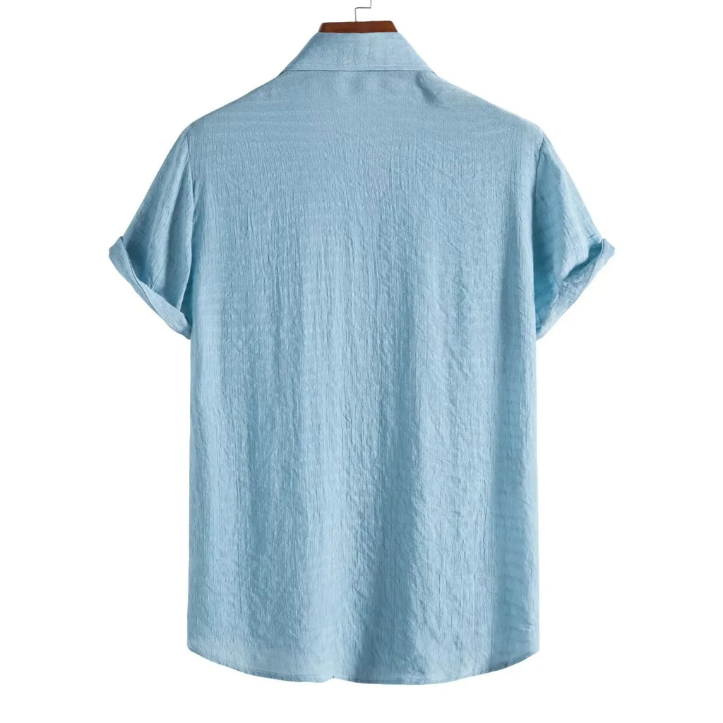 100% Cotton Linen Shirt Men Summer Short Sleeve Male T-shirts Breathable Tops Tee White Clothing Casual Fashion Shirts For Men