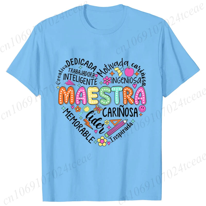 Spanish Maestra Women's T-Shirt Casual Short Sleeve Graphic Tee