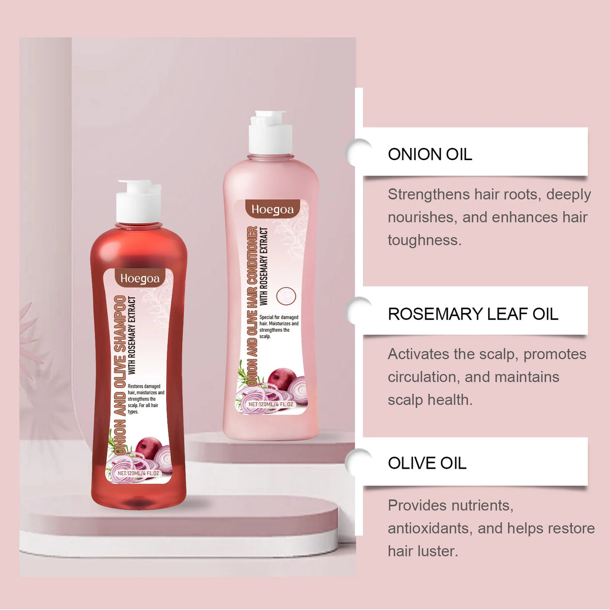 Onion and Rosemary Hair Shampoo and Conditioner Set - 240ml