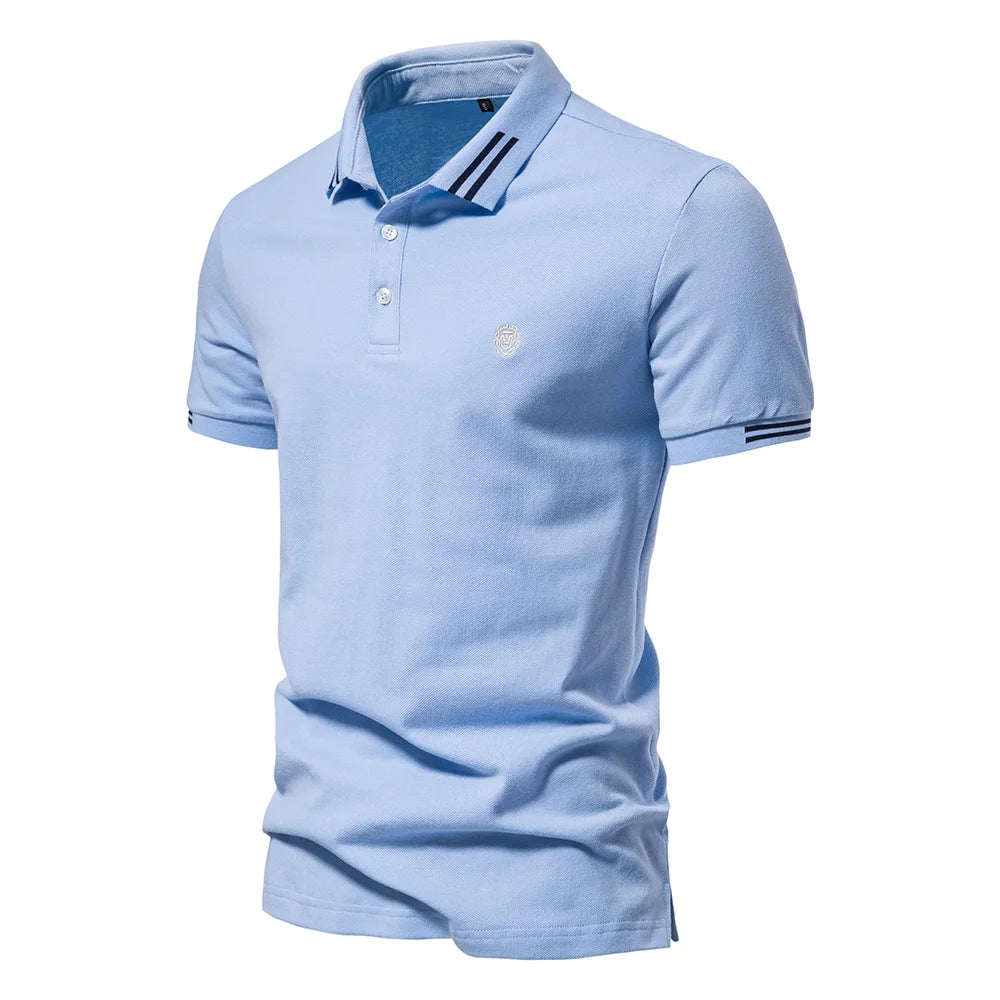 Aiopeon Premium Breathable Cotton Mens Polo Shirt Short Sleeve Solid Color For Men Casual Summer Wear