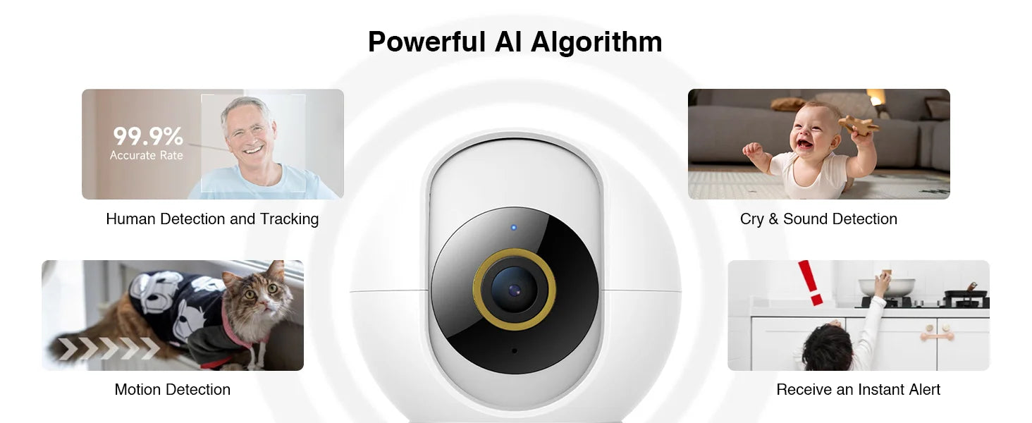 IMILAB Baby Monitor Indoor Security Camera with AI Detection Night Vision 2-Way Audio 360° PTZ Compatible with Xiaomi Home App