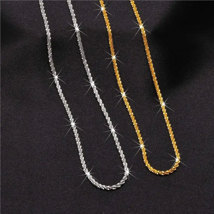 Italian 925 Sterling Silver Sparkling Clavicle Chain Shiny Choker Exquisite Necklace For Women Girls Fine Jewelry Wedding Gift