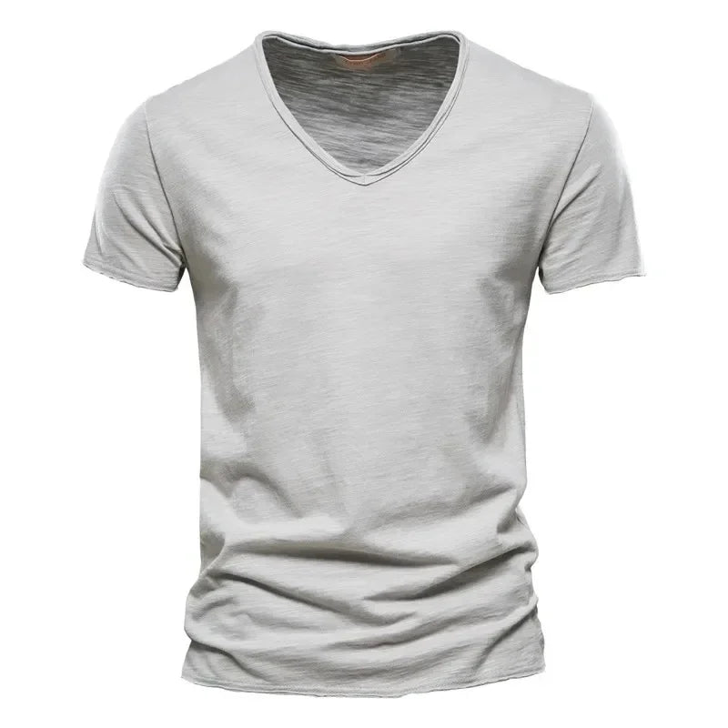 Men's 100% Cotton V-Neck T-Shirt - Short Sleeve Casual Tee S-5XL