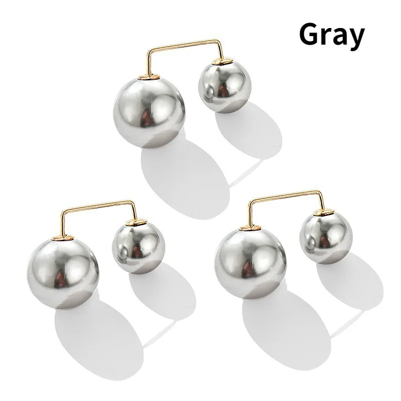 4Pcs/set Women Fashion Tightening Waistband Pin Double Pearl Brooches Metal Lapel Pin Brooch Pins Sweater Shirt Cardigan Brooch