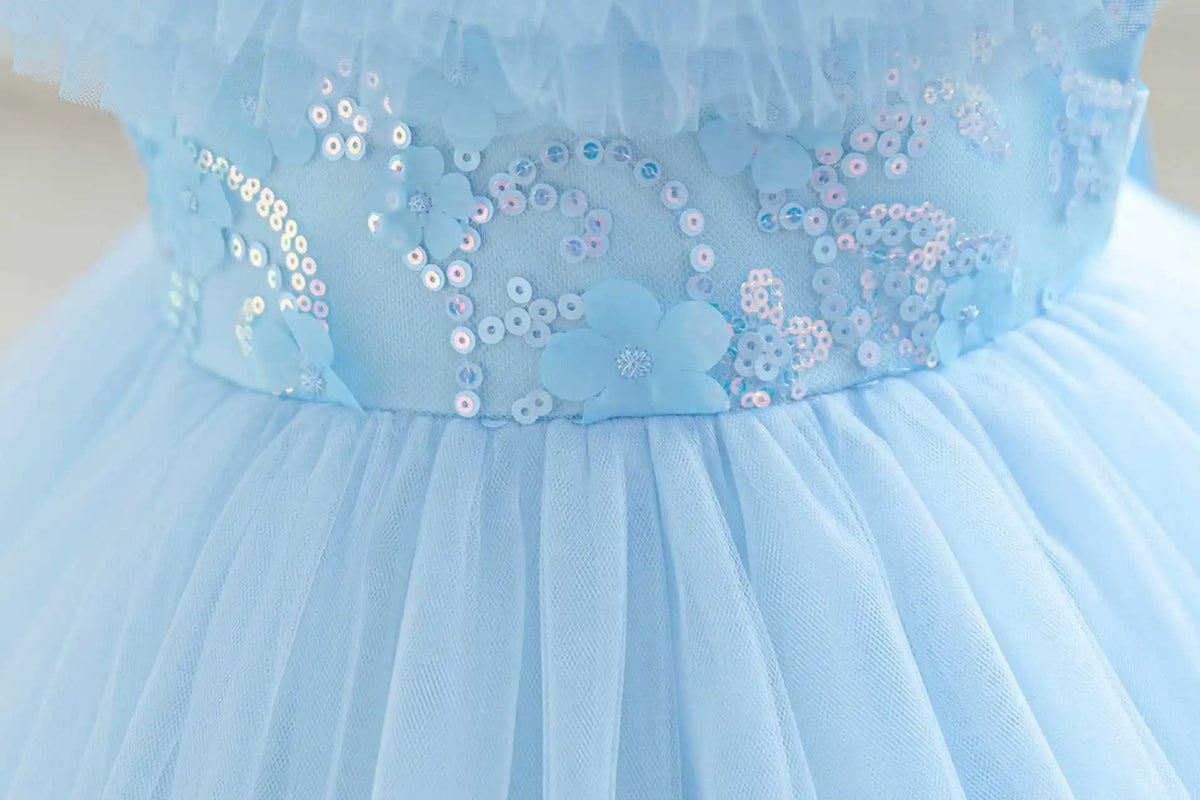 HETISO Sequined Tulle Formal Dress for Girls Elegant Princess Performance Gown New Year Gift Occasion Children's Wear