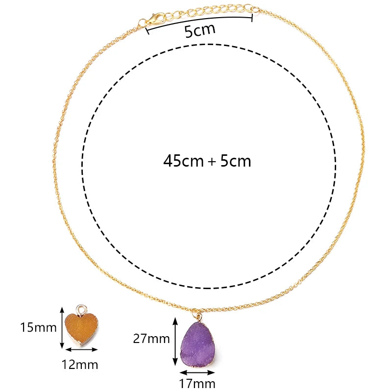 1 Pcs Romantic Colored Love Heart Resin Pendant Stainless Steel Chain Combination Of Temperament Peach Heart Necklace