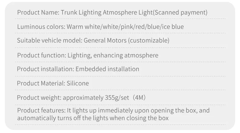 LED Trunk Lighting Lights Dynamic Flowing Flexible Light Strip On/Off Scanning Atmosphere Lamp Waterproof for Car Accessories