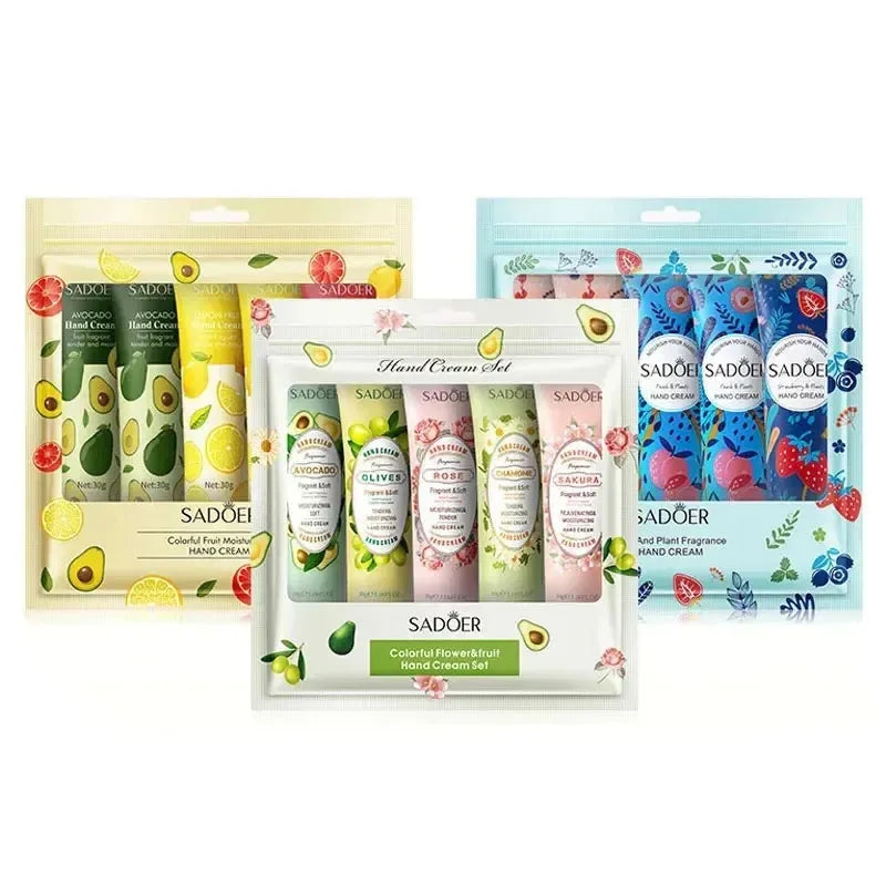 5 Pieces/Set Fruit Plant Fragrance Hand Cream Set, Moisturizing, Repairing, Anti-Drying Hand Lotion Set, Hand Skin Care Products
