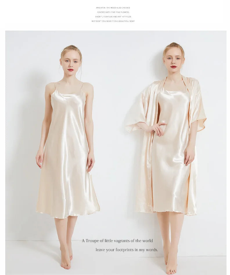 Summer Women Solid Plus Size Ice Silk Sexy Long Spaghetti Strap Nightgown Side Slit Close Fitting Sleep Dress Lingerie Sleepwear