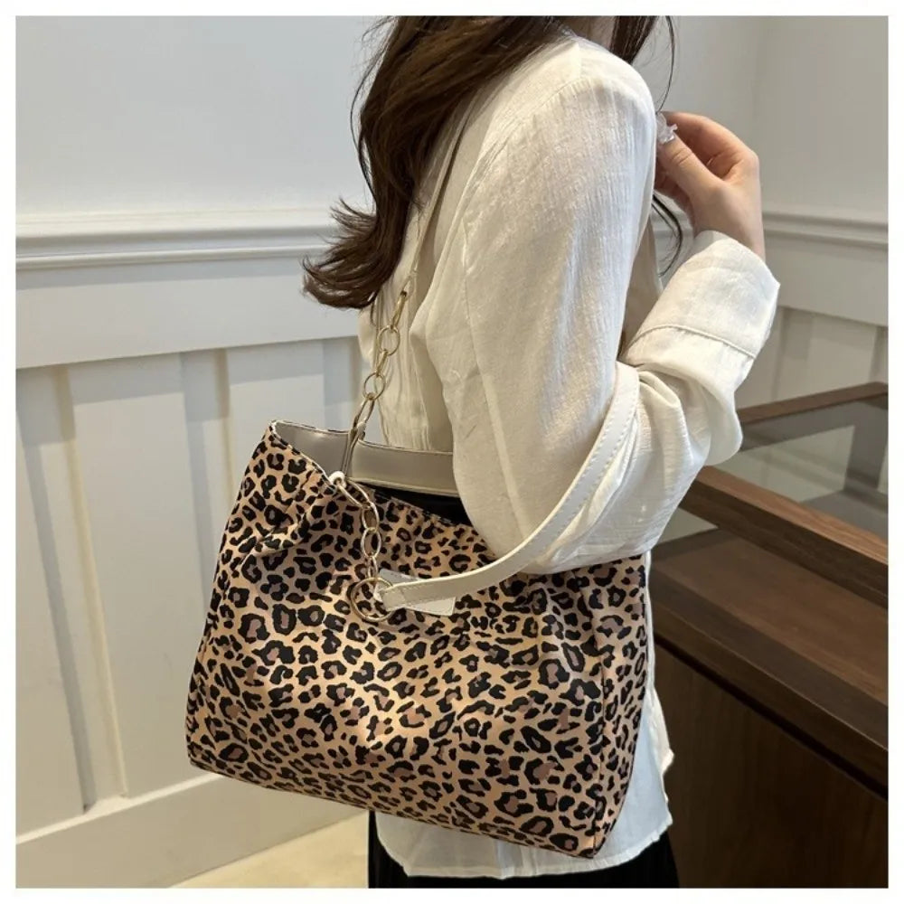 Trendy Large Capacity Women Shoulder Bag PU Leather Animal Printing Crossbody Bags Casual Style School Bag Tote Bag Girls