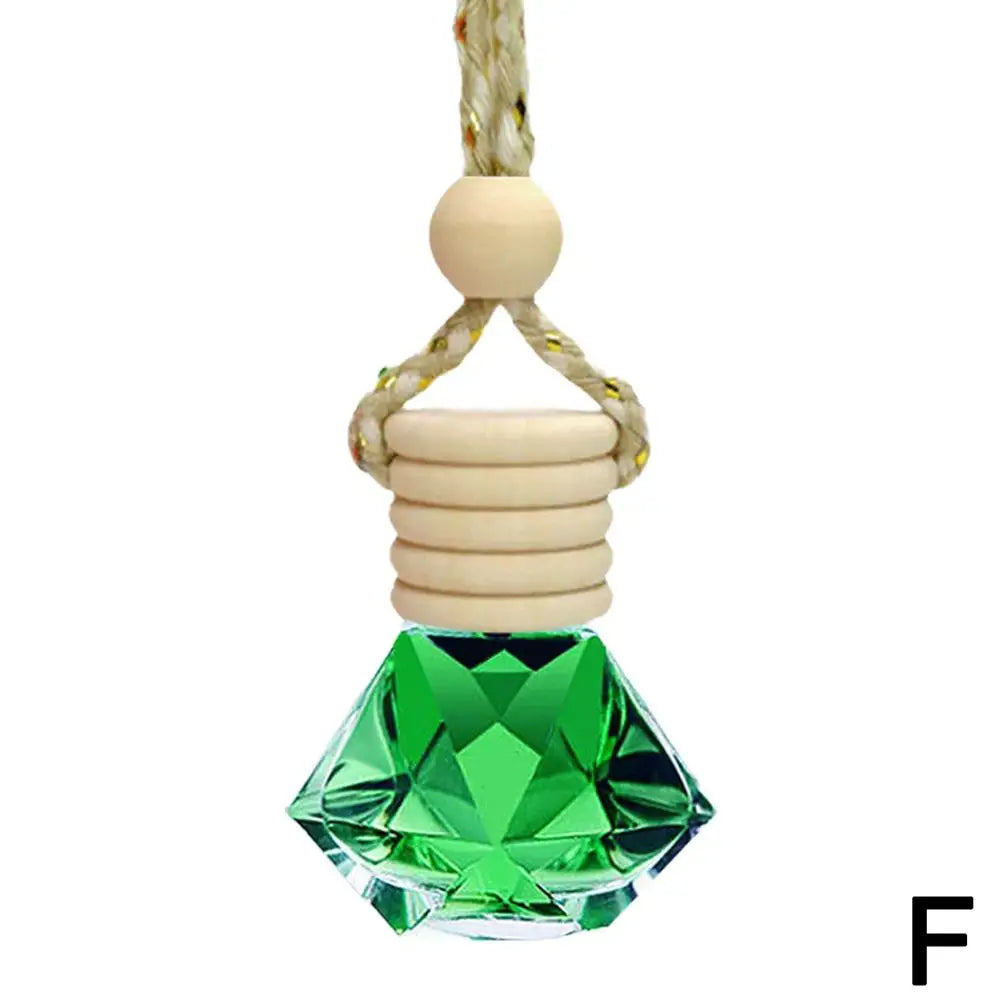 Car Hanging Perfume Bottle Glass Essential Oil Diffuser Refillable Air Freshener Wooden Cap Auto Decoration