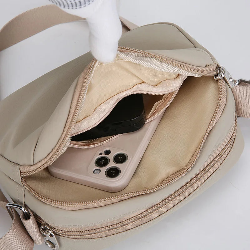 Women Crossbody Bag Lightweight Nylon Shoulder Bag Wide Adjustable Strap Phone Pocket Casual Daily Commute Outdoor Shopping Bag