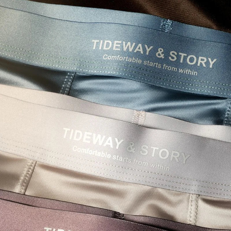 4Pcs Men'S Underwear Ice Silk High-End Men'S Light Luxury Satin Silk Breathable Flat Corner Four Cornered Shorts Without Marks