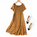 Birdtree, 21MM 92% Silk 8% Spandex Nightgown, O-neck Short Sleeve, Women Plain Satin Pajama Homewear Dresses, 2026 New D66104JF