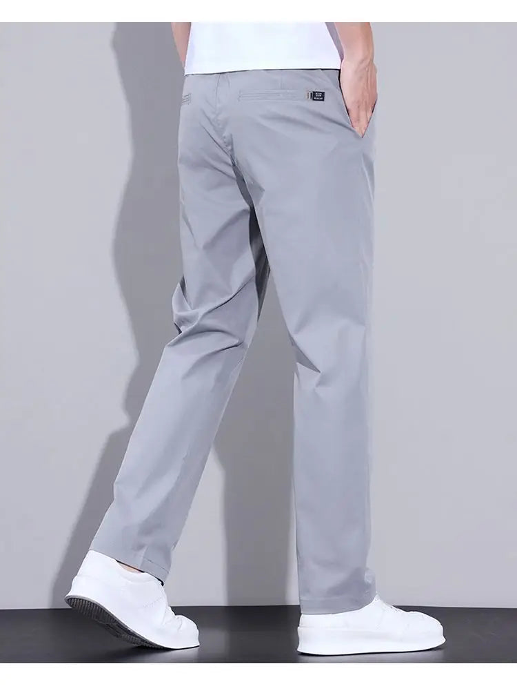 Spring Summer Thin Mens Pants Straight Business Casual Pants Ice Silk Quick Dry Breathable Korean Trousers Fashion Men Clothing