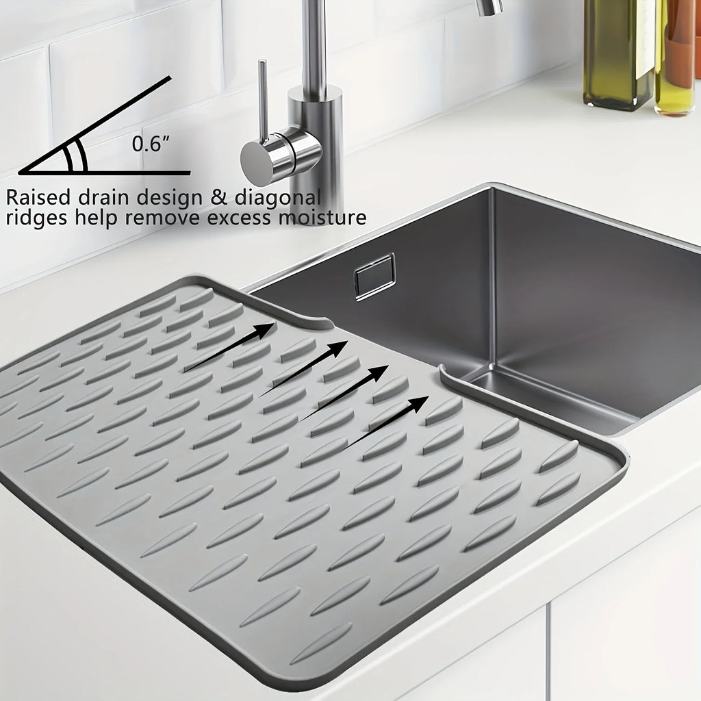 Tapete de silicona para cocina con diseño de drenaje incorporado, fácil de limpiar, adecuado para encimeras, fregaderos, refrigeradores