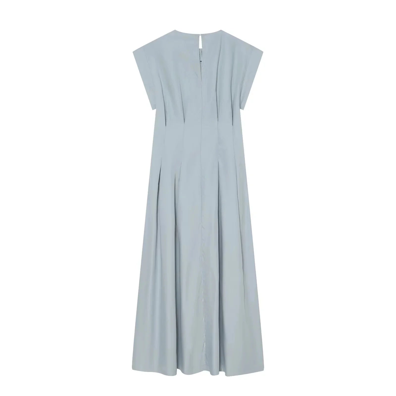 BSAY 2026 Minimalist Solid Color Long Dress Ladies Round Neck Cap Sleeve Waist Flowy A Line Maxi Dress Casual Vacation Sundress