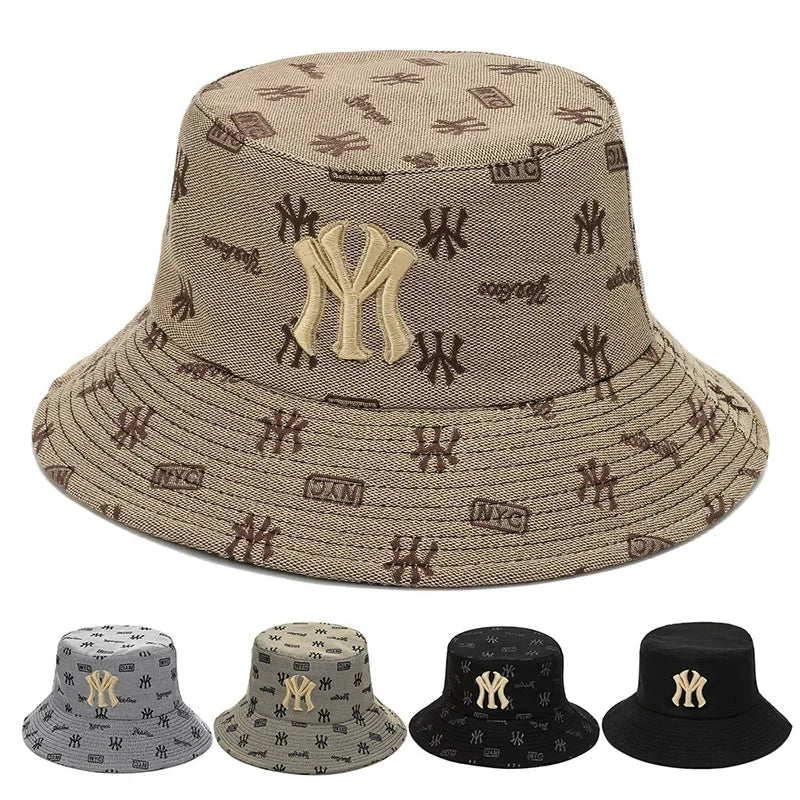Unisex Letter Embroidery Fisherman Hat Women'S Summer Versatile Sunscreen Hats Sun Hat Men Trend Bucket Hats