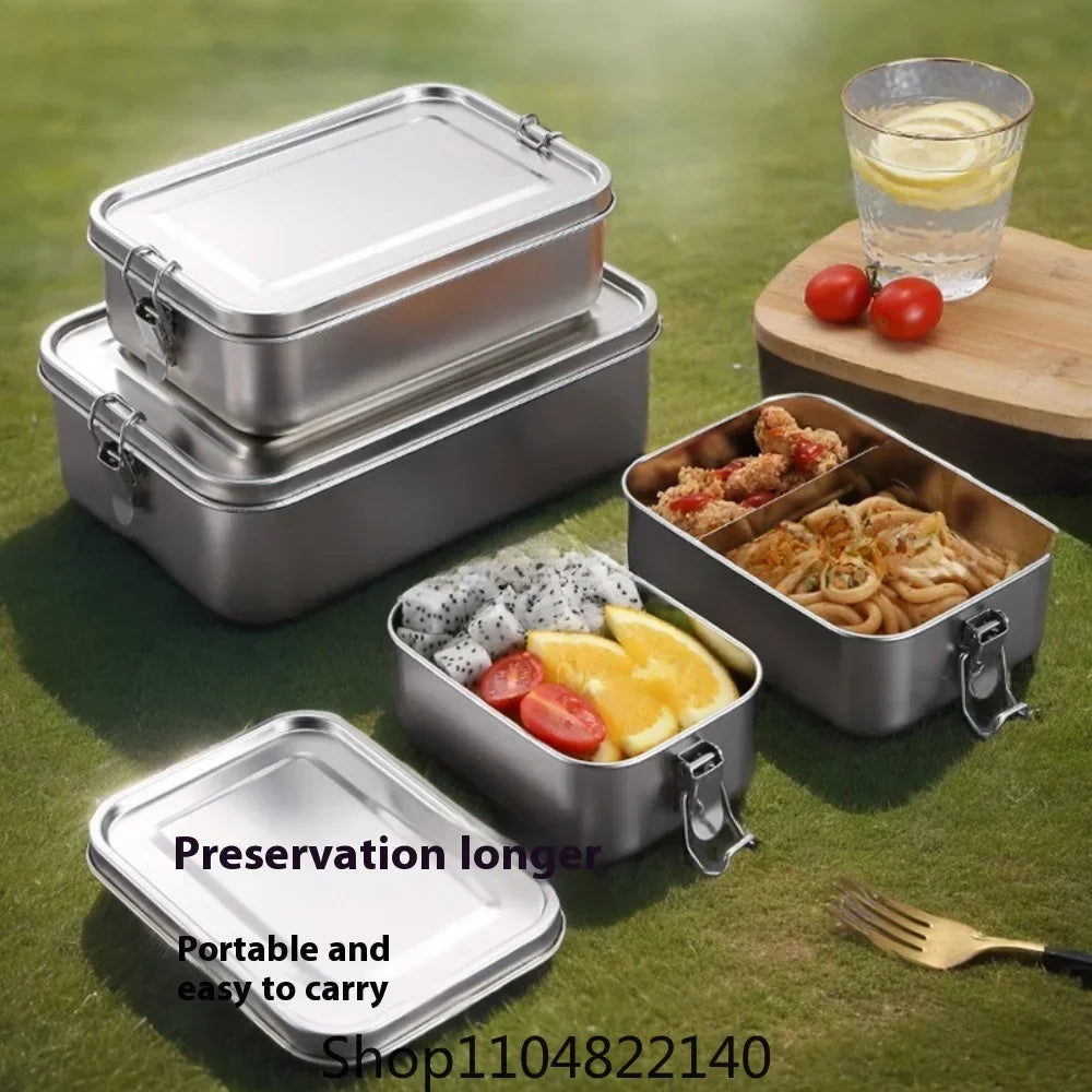 Fiambrera Bento de acero inoxidable, recipientes de almacenamiento de alimentos de metal con cierres de seguridad, fiambreras para el trabajo o la escuela