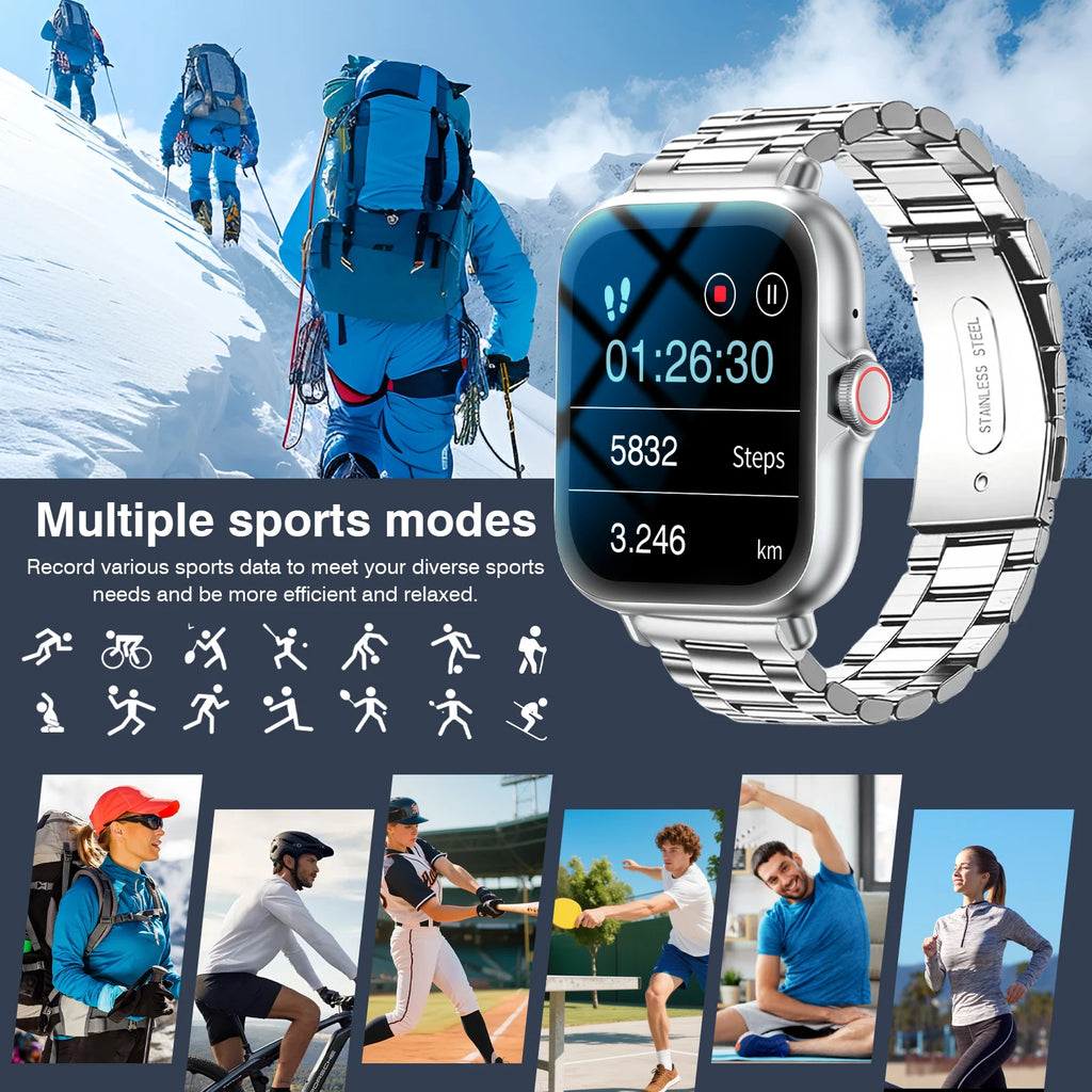 Smart Watch Compatible for iPhone & Android, Wireless Call, HD Touch Screen Fitness Tracker with Pedometer, Step Tracker, Music,Weather Display,Wireless Smartwatch for Men & Women