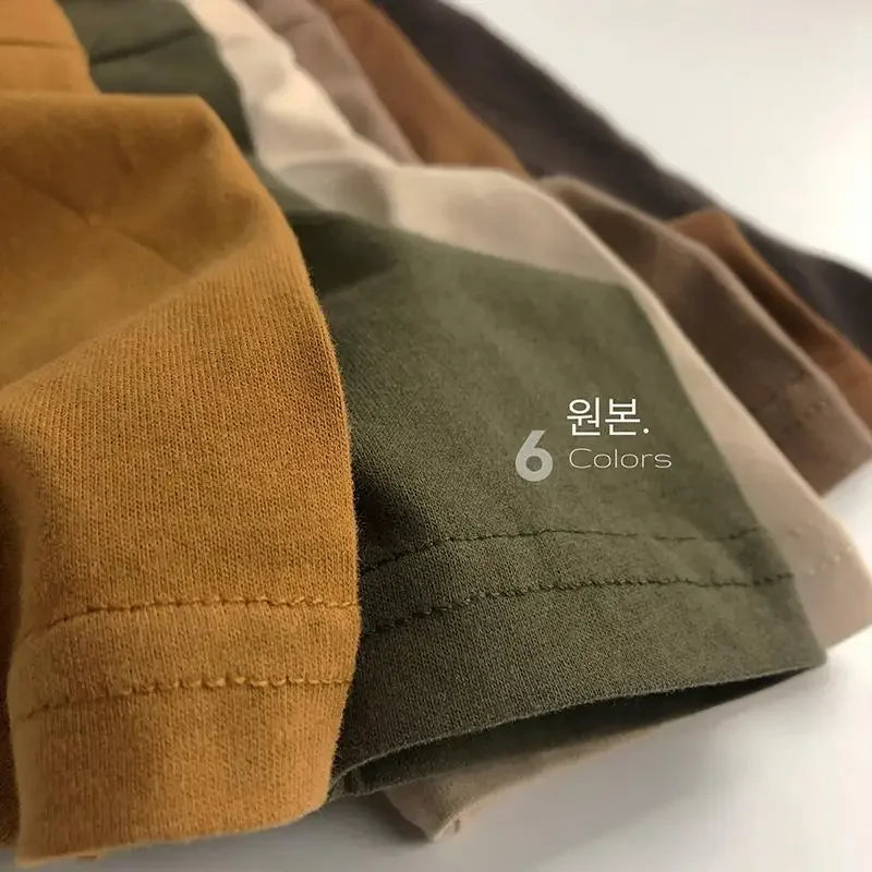 Autumn New Solid Color Children's Cotton T-shirt Long Sleeved Boys and Girls Top Fashion Children's Wear Baby T-shirt