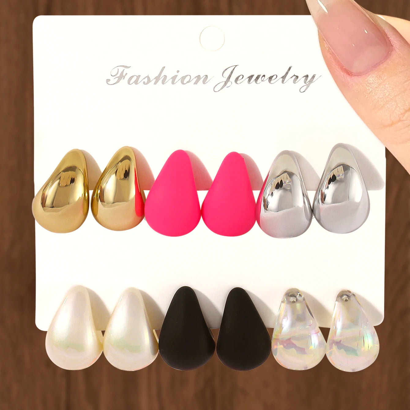 Classic Fashion Waterdrop Stud Earrings Punk Smooth Teardrop Earrings Set Charming Women's Daily Versatile Dating Party Jewelry