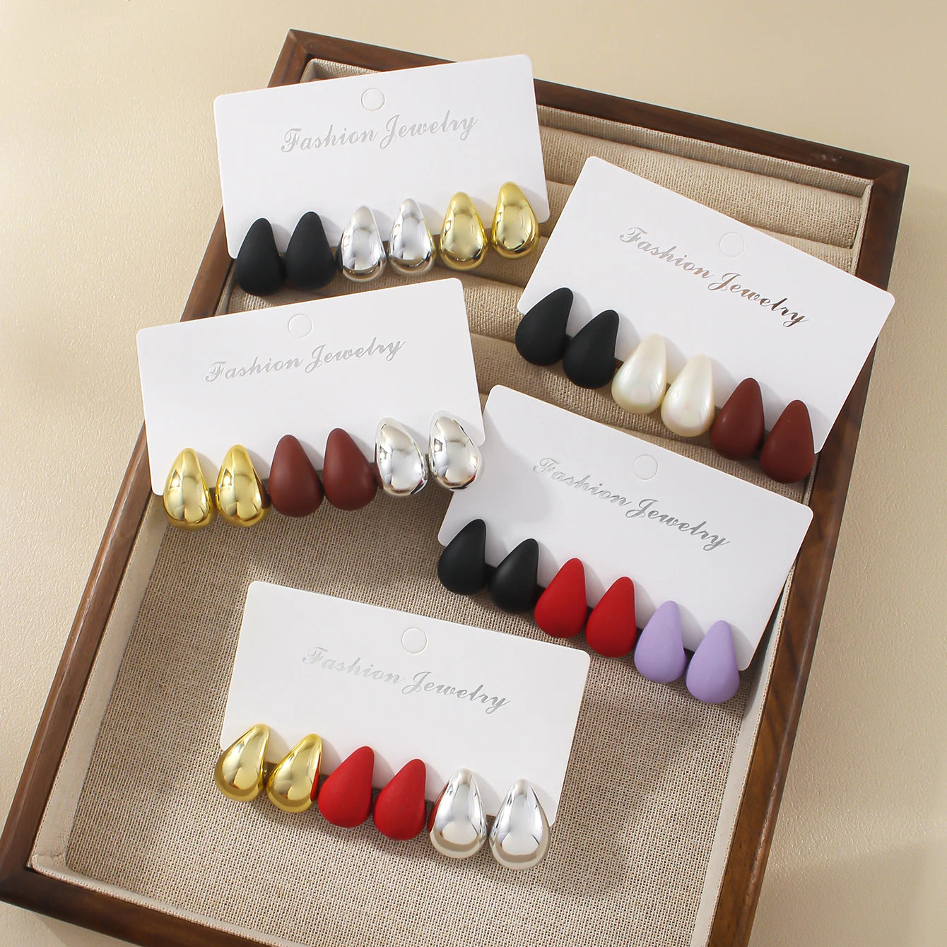 Minimalist Thick Water Drop Earrings Fashion Smooth Matte Surface CCB Stud Earrings Women's Daily Versatile Date Party Jewelry