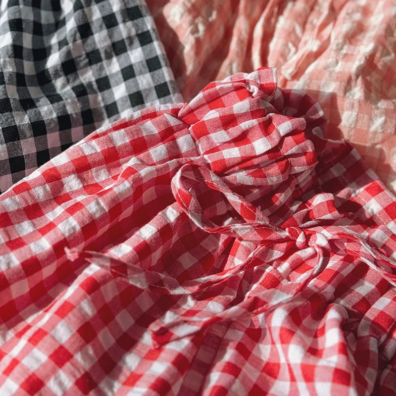 Kids Pants Plaid Printed Wide-leg Pants Flower Waist Summer Culottes Girls Pants Kids Clothes for Girls 2 To 8 Years