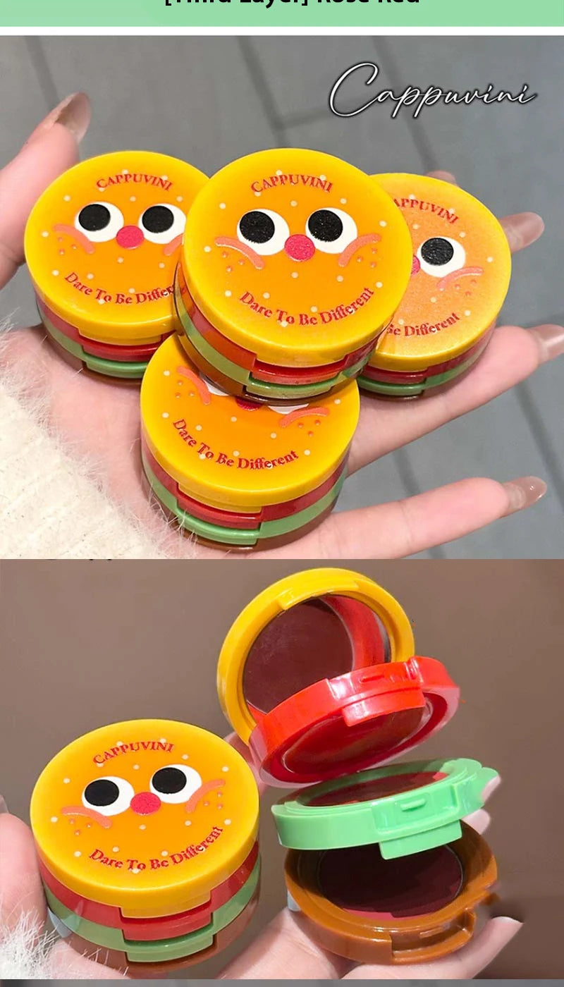 Cappuvini Velvet Lip Mousse - Matte Butter Formula, Long-Lasting Non-Drying, Cute Hamburger Design ,Compact and portable