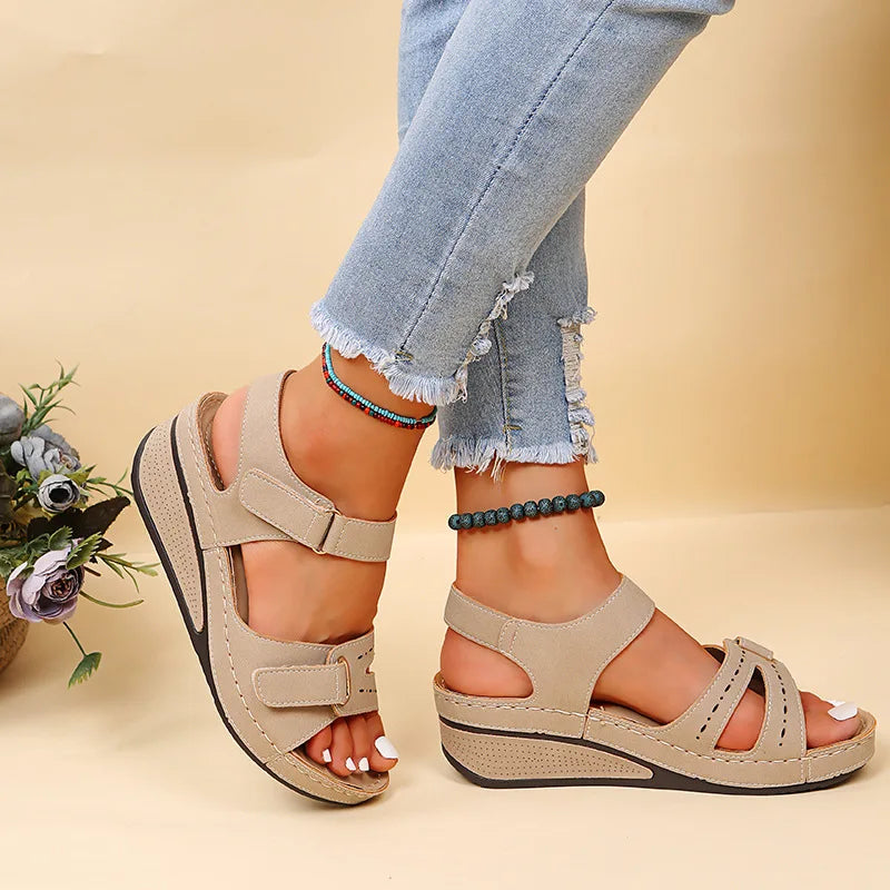 Women's Wedge Platform Sandals - Open Toe Casual Beach Shoes