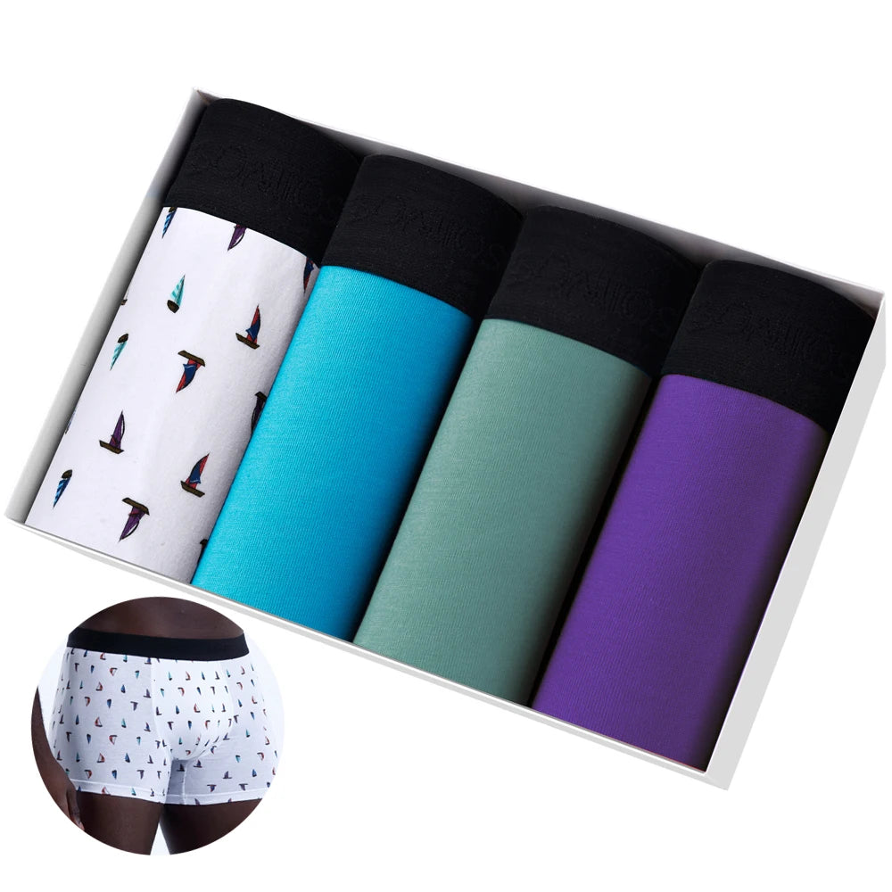 Men's Cotton Boxer Shorts 4-Pack – Soft Breathable Everyday Comfort Underwear