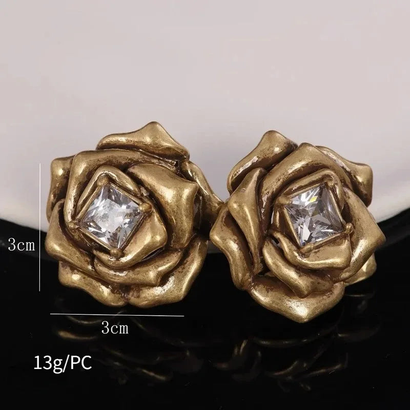 Trendy Jewelry Elegant Temperament Metal Flower Earrings For Women'S Female Gifts Delicate Design Ear Accessories Hot Selling