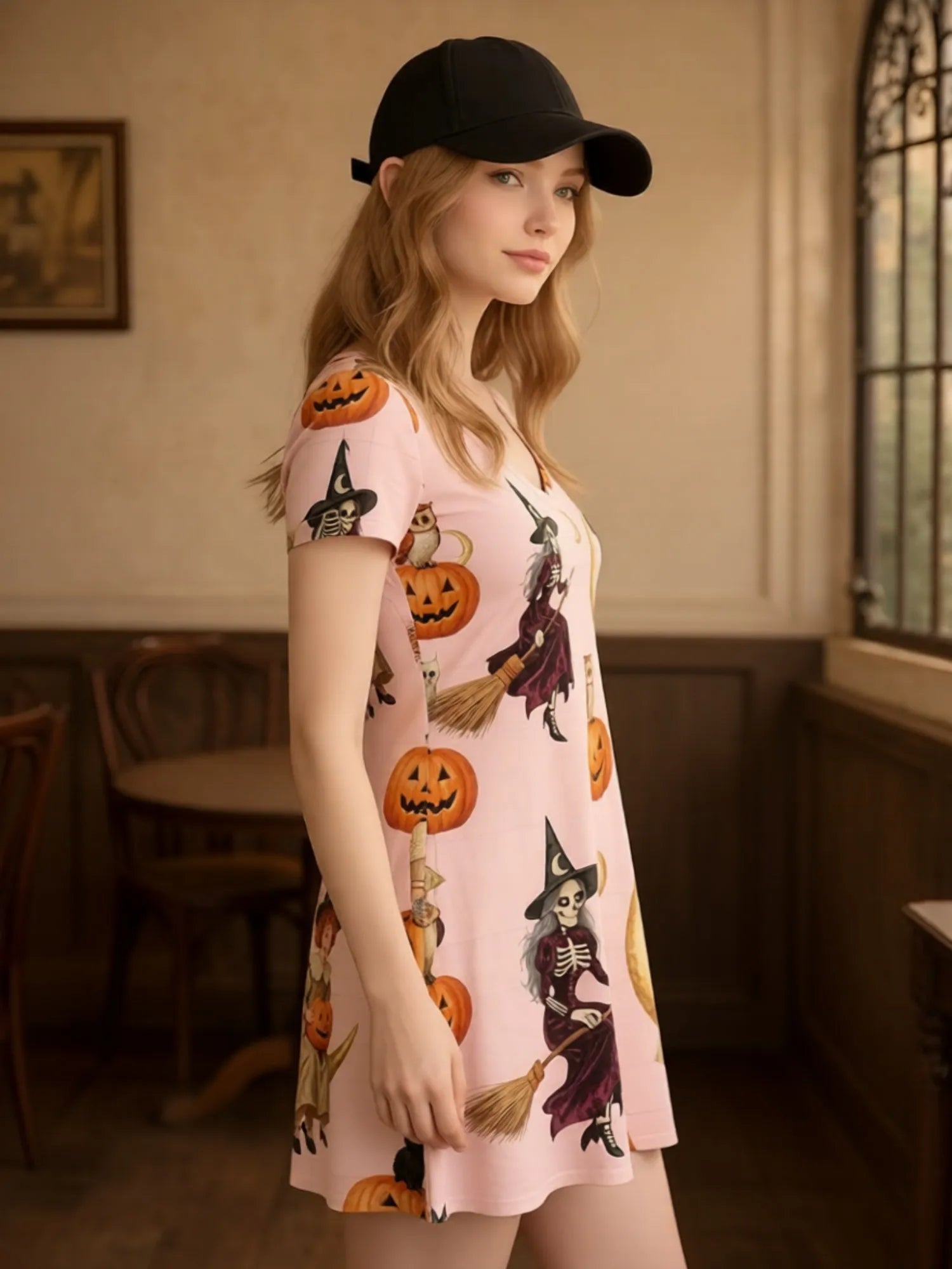Elegant Womens V Neck Short Sleeve Floral A Line Dress Lightweight Summer Swing Dress for Daily Wear Vacation Travel and Parties